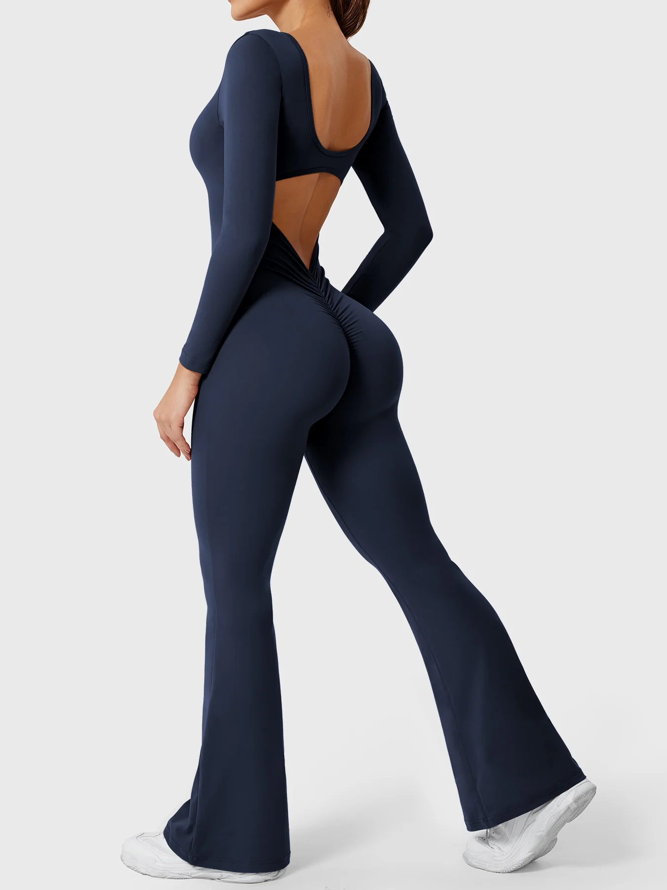 Yeoreo Lizvette Flare Long Sleeve V-back Jumpsuit - Image 13