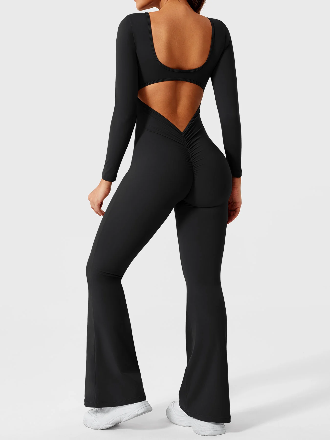 Yeoreo Lizvette Flare Long Sleeve V-back Jumpsuit - Image 3